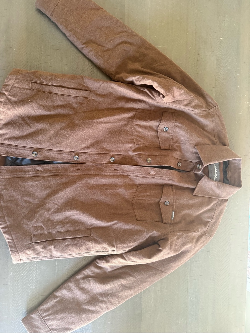 Eddie Bauer Men's Tan Button-Front Shirt Jacket